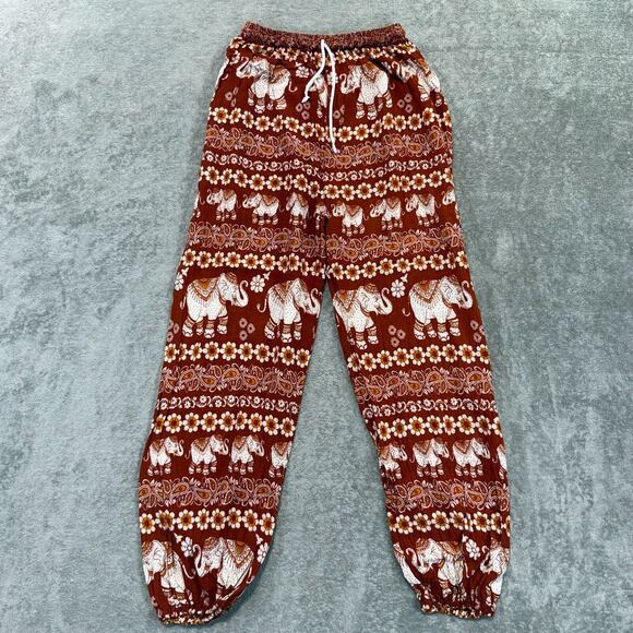 Thai Elephant Harem Pants Womens Small Rayon Baggy Comfort Hippie Boho Festival - Picture 1 of 6